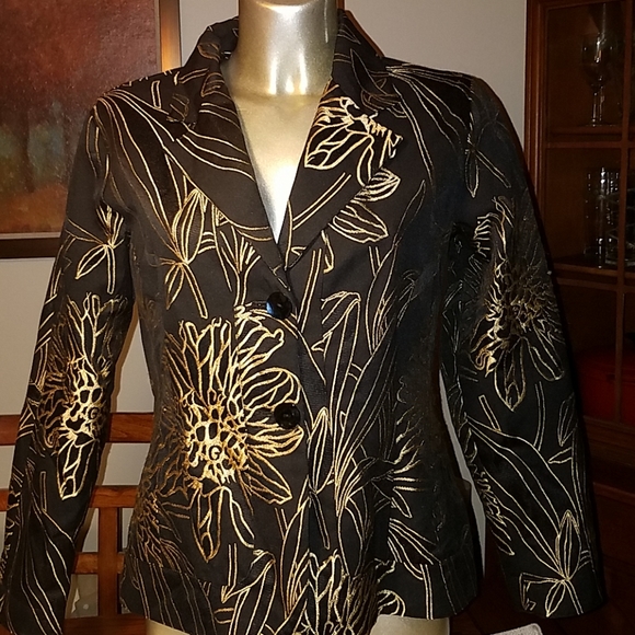 Champion Jackets & Blazers - CHICOS Golden Embroidered Blazer